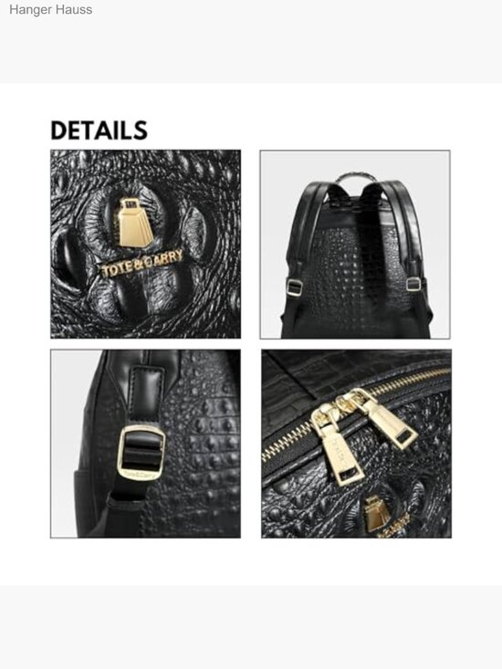 Vegan Leather Travel Backpack, Carry-On Laptop Bag, Water-Resistant, Adjustable main image 5